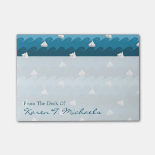 Paper Boats Pattern Add Your Name Post-it Notes