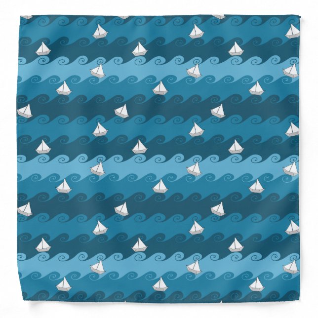 Paper Boats Pattern Bandana (Front)