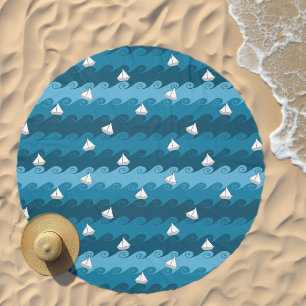 Paper Boats Pattern Beach Towel