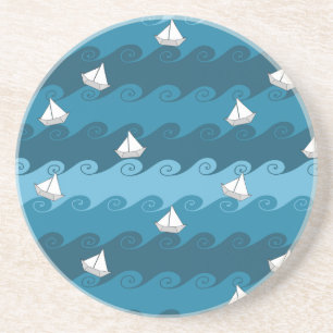 Paper Boats Pattern Drink Coaster