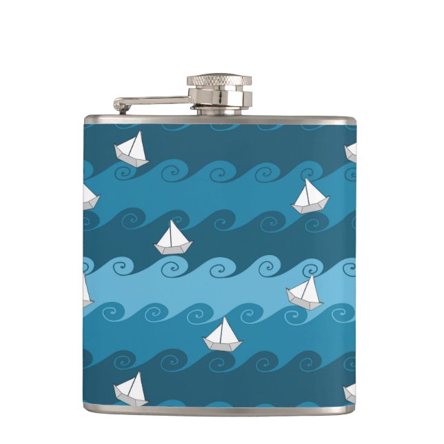 Paper Boats Pattern Flask (Front)