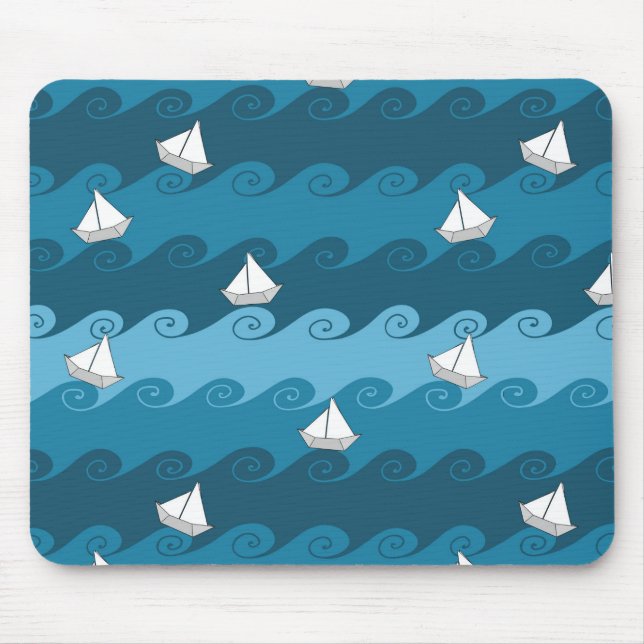 Paper Boats Pattern Mouse Pad (Front)