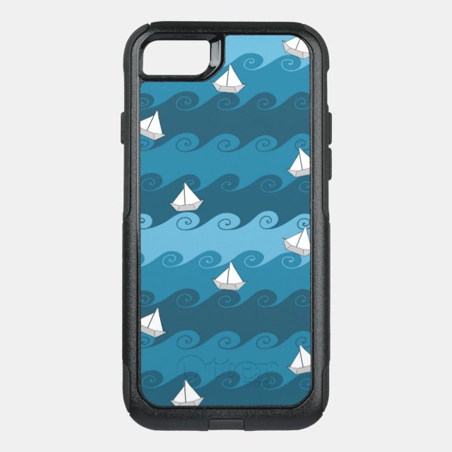 Paper Boats Pattern Otterbox iPhone Case (Back)