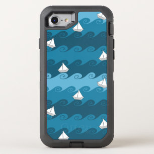 Paper Boats Pattern OtterBox Defender iPhone SE/8/7 Case