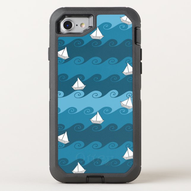Paper Boats Pattern Otterbox iPhone Case (Back)