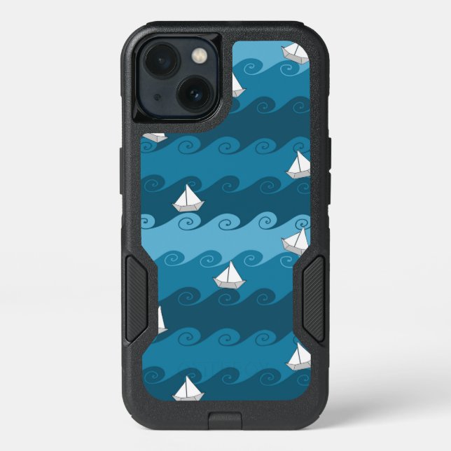 Paper Boats Pattern Otterbox iPhone Case (Back)
