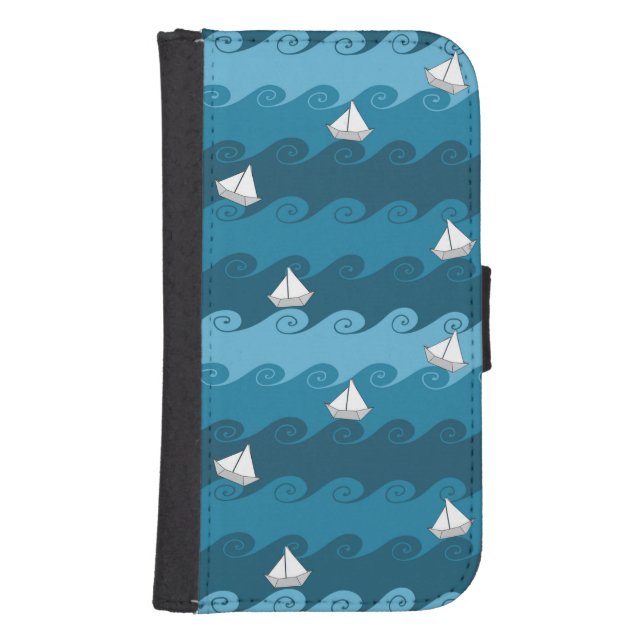 Paper Boats Pattern Samsung Galaxy Wallet Case (Front)