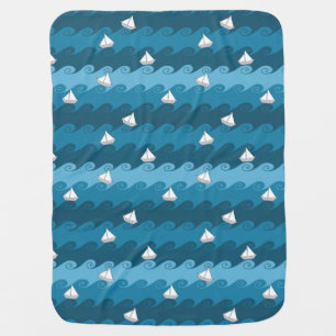 Paper Boats Pattern Stroller Blanket