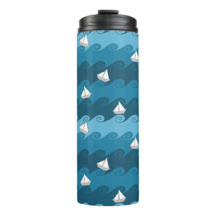 Paper Boats Pattern Thermal Tumbler