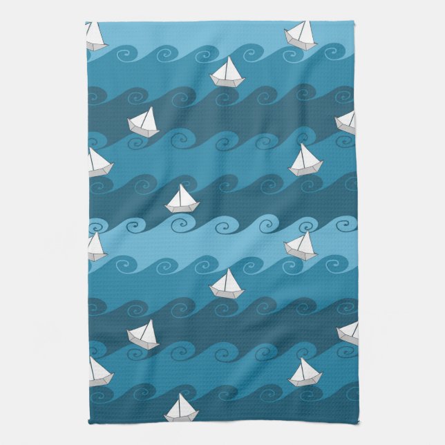 Paper Boats Pattern Towel (Vertical)
