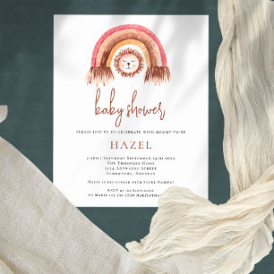 PAPER Boho Cute Lion Rainbow Baby Shower invite