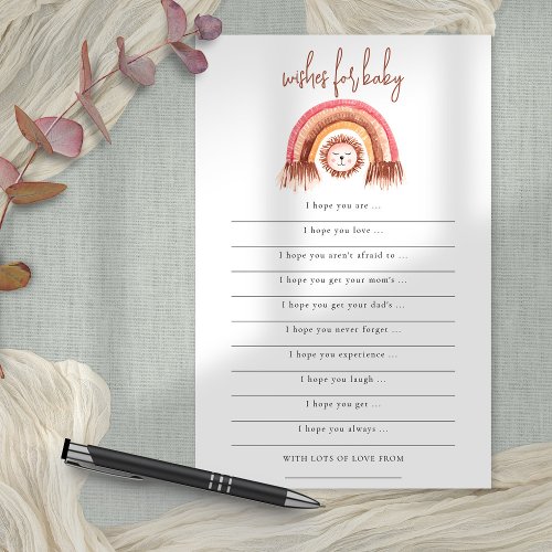 PAPER  Boho Rainbow Lion Wishes for Baby Shower