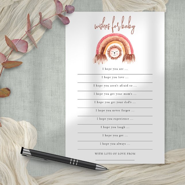 PAPER | Boho Rainbow Lion Wishes for Baby Shower (Creator Uploaded)