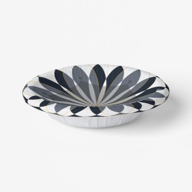 paper bowl black and gold petal design (Angled)