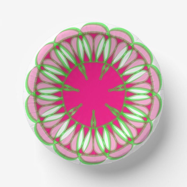 paper bowl bright pink and green (Front)
