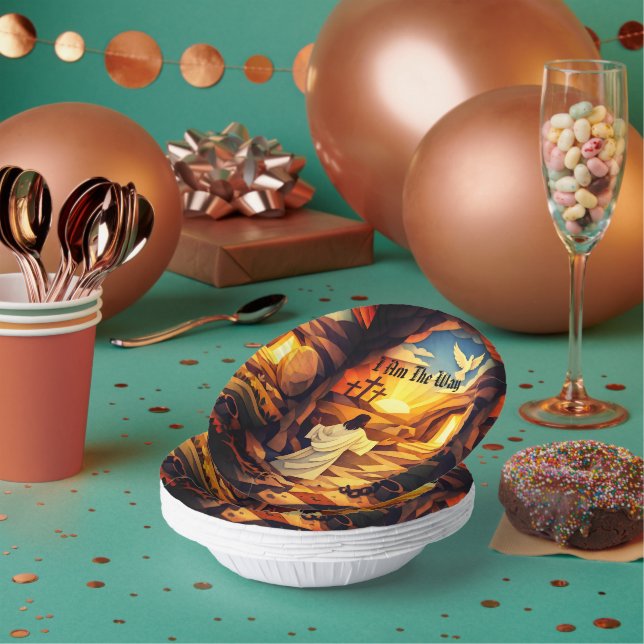 Paper Bowls 7" Jesus Resurrection Paper Cut Art (Multi)
