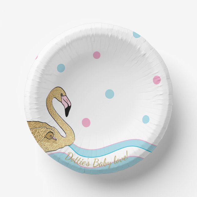 Paper Bowls "Gold Flamingo Baby & Mommy" (Front)