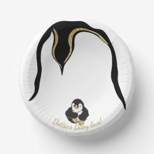 Paper Bowls "Gold Penguin Baby & Mommy"