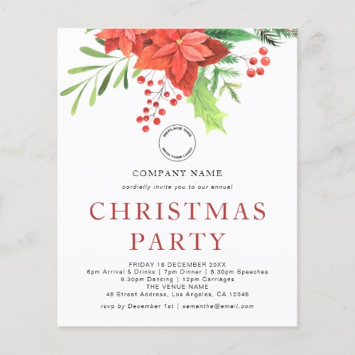 PAPER Business Logo Poinsettia Christmas Party 