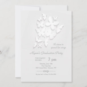 Paper Butterflies Graduation Party Invitation