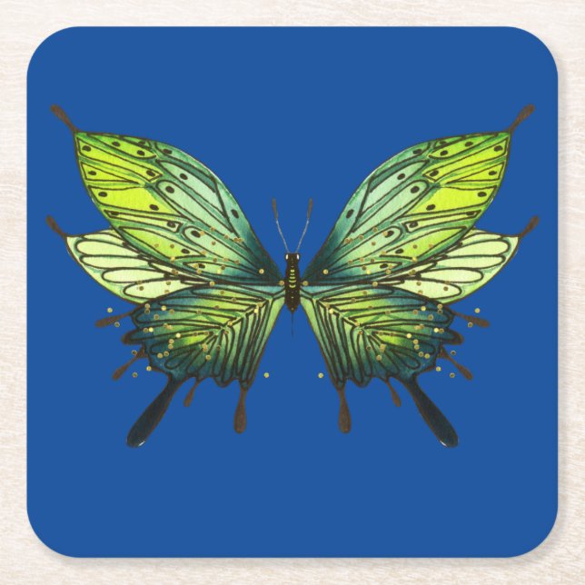 Paper Butterfly Coasters in Blue & Green (Front)