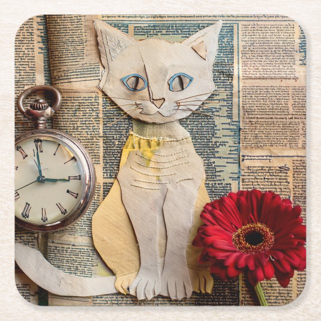 Paper Cat Coaster (Front)