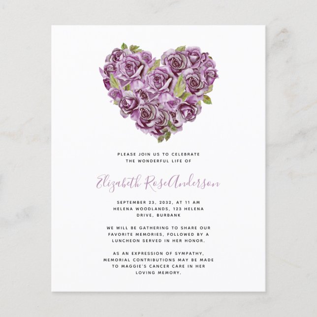 PAPER Celebration of Life Invitation | Hydrangea  (Front)