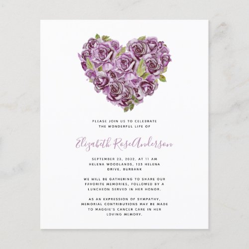 PAPER Celebration of Life Invitation  Hydrangea 