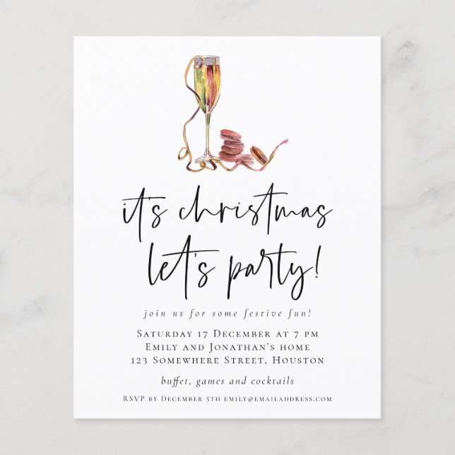 PAPER | Champagne Christmas Lets Party Invite (Front)