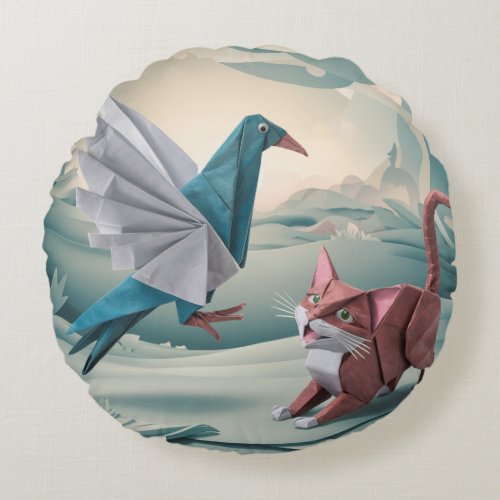 PAPER CHASE A WHIMSICAL ORIGAMI ADVENTURE ROUND PILLOW