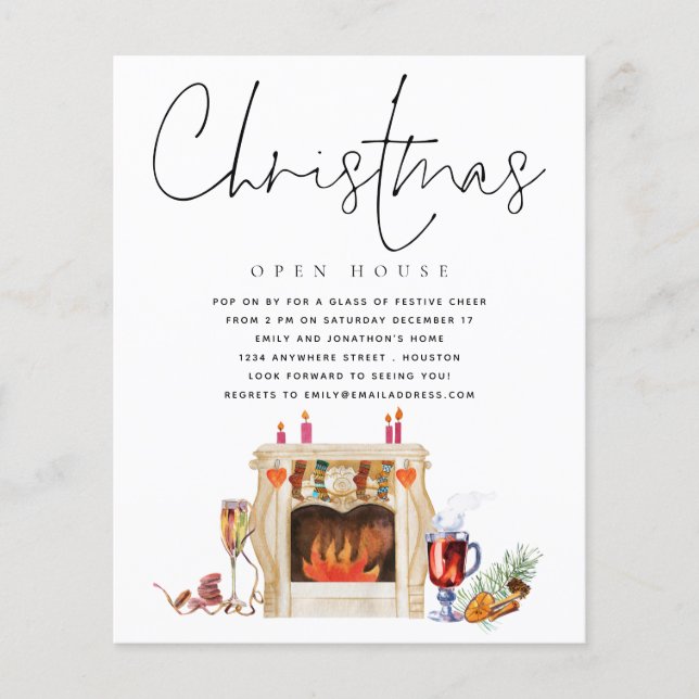 PAPER | Christmas Open House Fireplace Invitation (Front)
