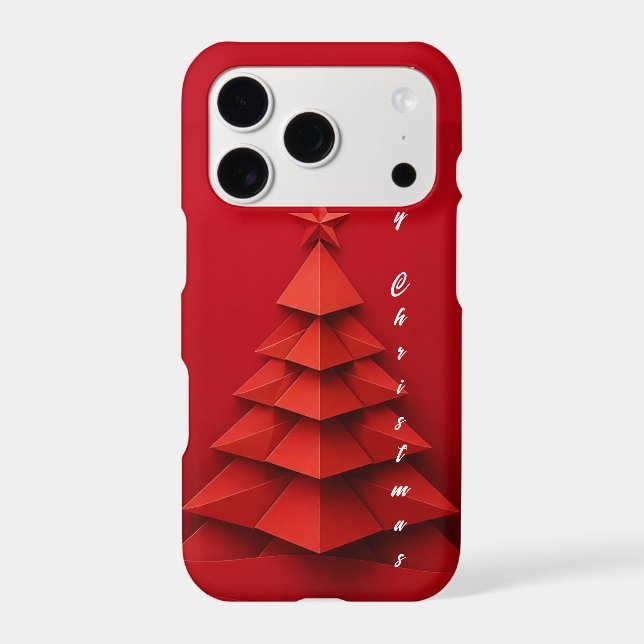 Paper Christmas Tree Red Background Case-Mate iPhone Case (Back)