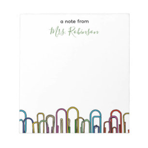 Paper Clip Customizable Teacher Appreciation Notepad