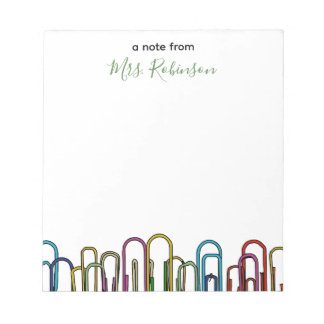 Paper Clip Customizable Teacher Appreciation Notepad