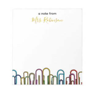 Paper Clip Customizable Teacher Appreciation Notepad
