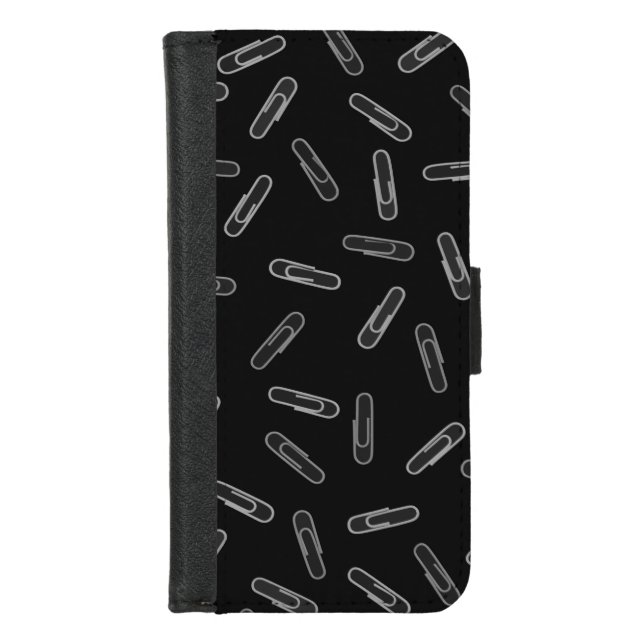 Paper Clip Pattern iPhone Wallet Case (Front)
