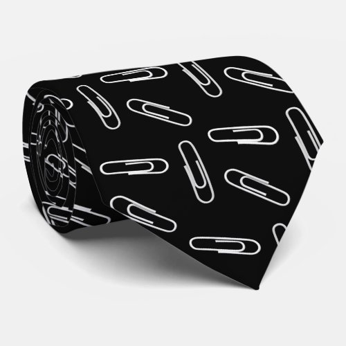 Paper Clips on Black Neck Tie