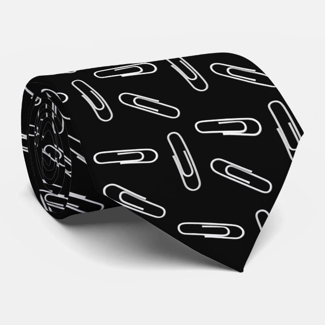 Paper Clips on Black Neck Tie (Rolled)