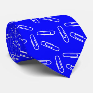Paper Clips on Blue Neck Tie