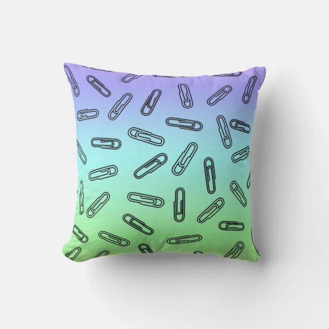 Paper Clips Over Rainbow Throw Pillow (Front)