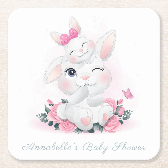 PAPER COASTER : BABY SHOWER : BUNNY ON THE MOON (Front)