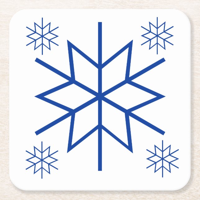 Paper Coaster - Blue Snowflakes (Front)
