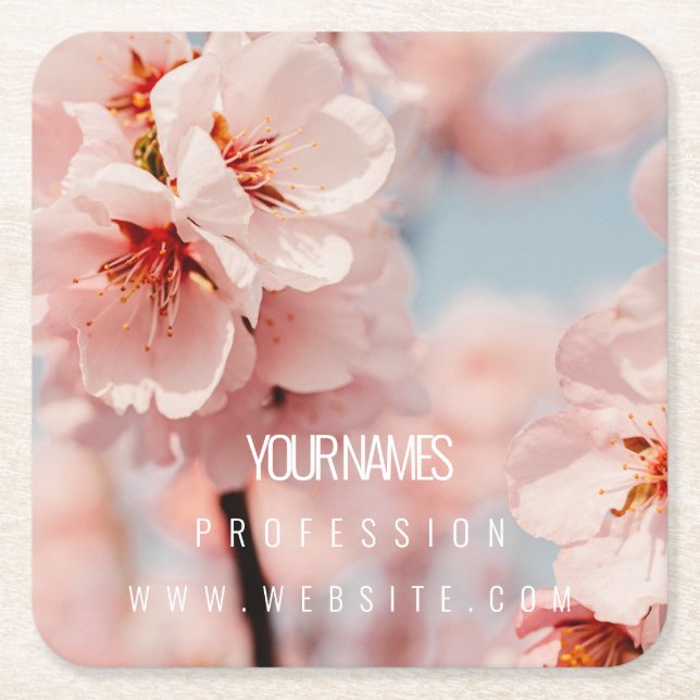 PAPER COASTER BUSINESS CARD : APPLE BLOSSOMS (Front)
