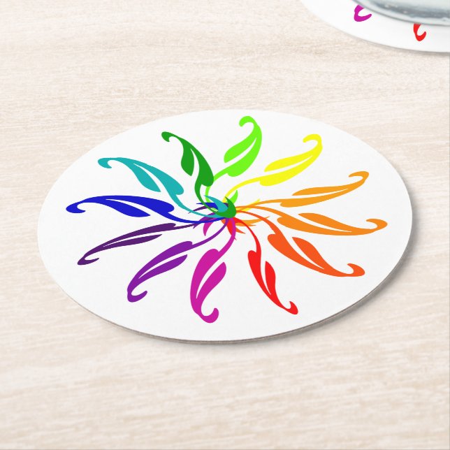 Paper Coaster - Color Wheel Leaves (Angled)
