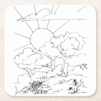Paper Coaster - Dawn Over the Hill