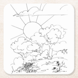Paper Coaster - Dawn Over the Hill