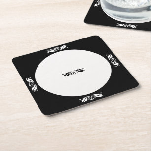Paper Coaster - Holly leaves in black and white