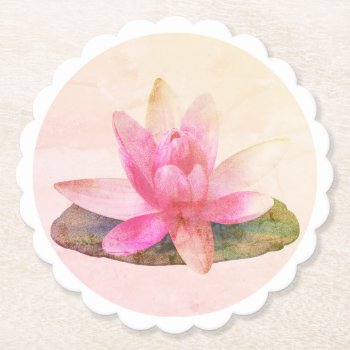 Paper Coaster : Pink Lotus by TINYLOTUS at Zazzle