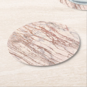 Paper Coaster With Rose Gold Glitter Marble Art