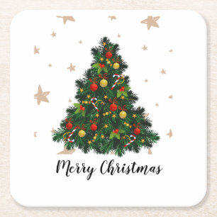 Paper CoasterChristmas Tree Snowman Christmas Part Square Paper Coaster